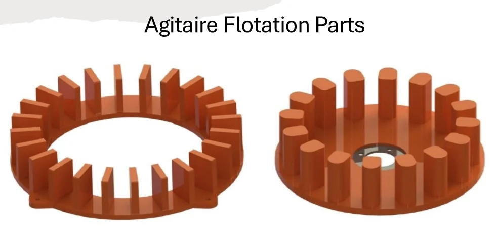 Flotation rotors and stators laid out ready for despatch